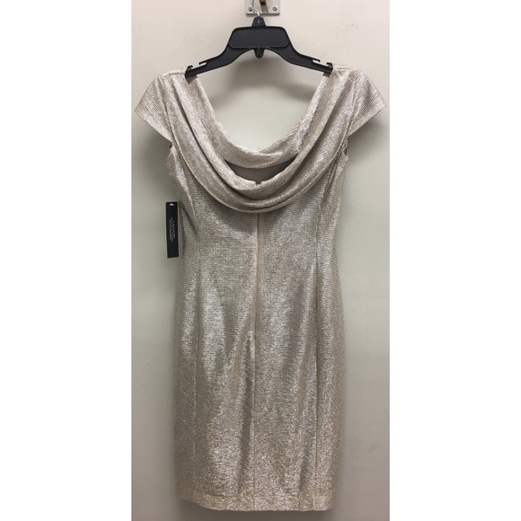 NWT Tahari Silver Gold Evening Gown Size 2 - Picture 4 of 8